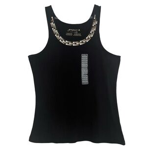 NWT Greensource Black Sz 2XL Metallic Embellished Neckline Organic Cotton Tank